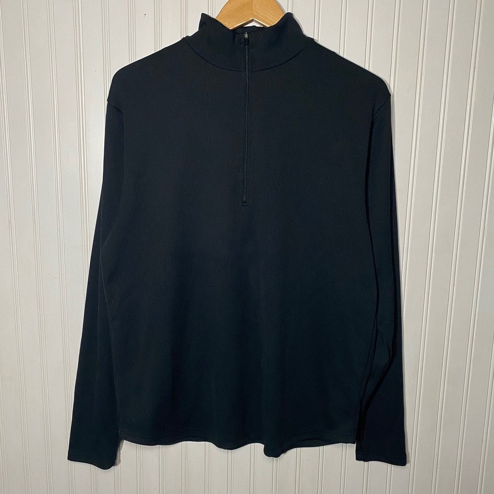 Head Athletics Black 1/4 Zip Pullover Ribbed Performance Long Sleeve Golf Shirt